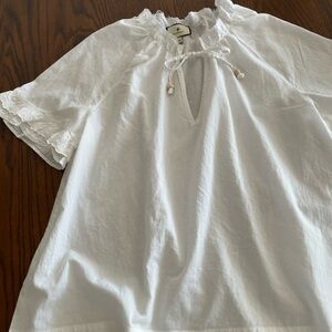 Tuckernuck White Cotton Tie-Neck Blouse